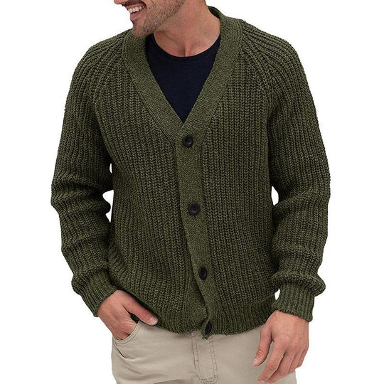 Herren Grobstrickjacke mit Knopfleiste EB