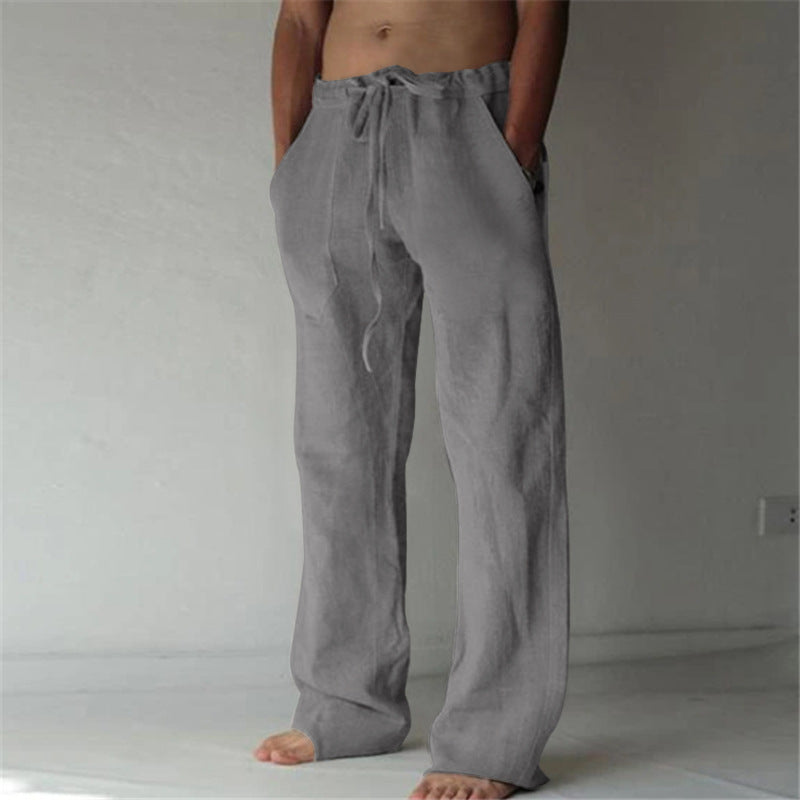 Herren nan lockere Leinenhose mit weitem Bein und Kordelzugbund EB