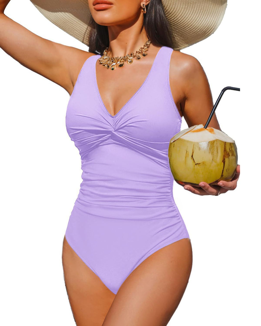 Damen Eleganter Einteiler Badeanzug mit modischem Twist EB