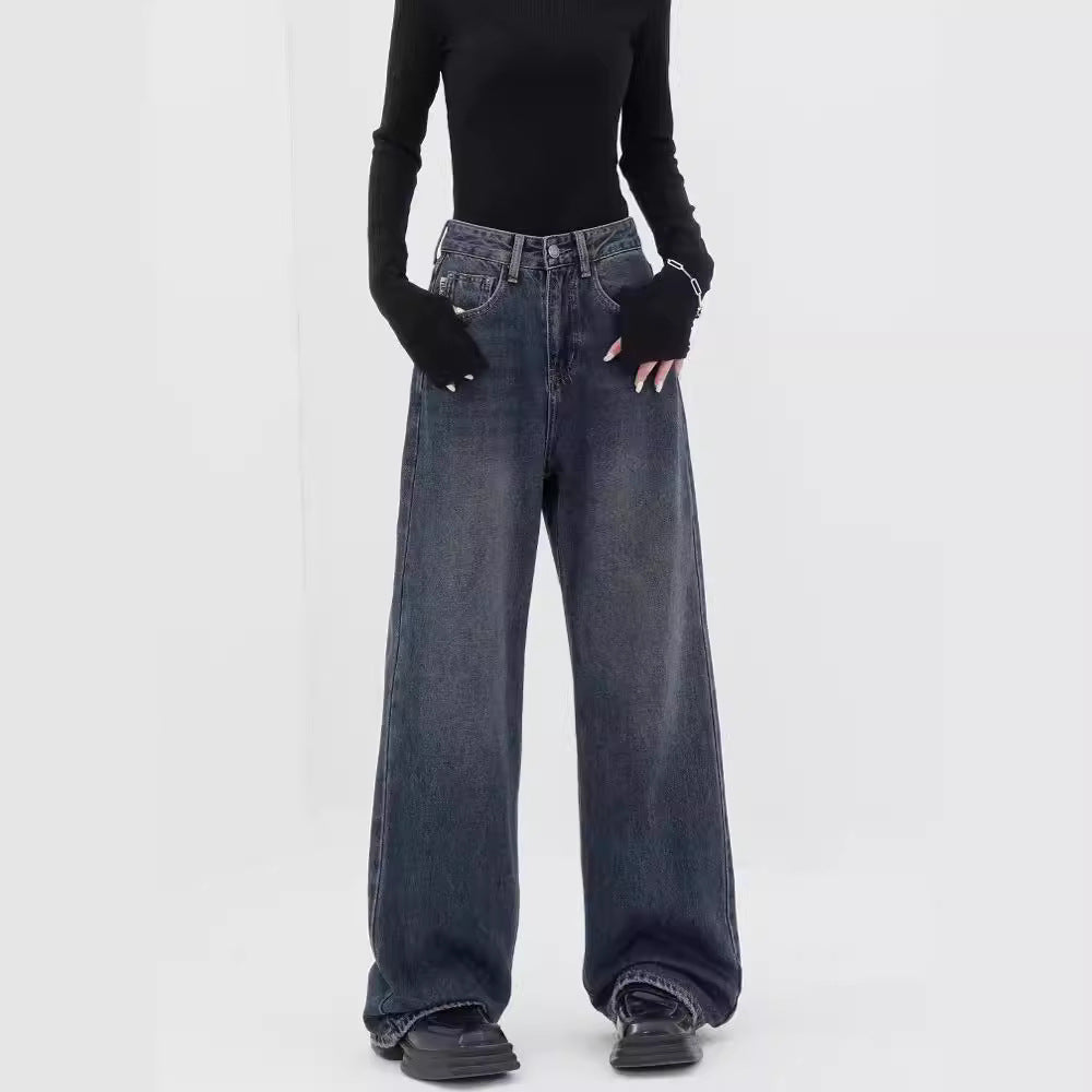 Damen Weite Denim-Hose mit extravagantem Schnitt und hohem Taillenbund EB