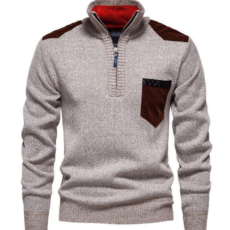 Herren Pullover mit halbhohem Kragen und modischen Akzenten EB