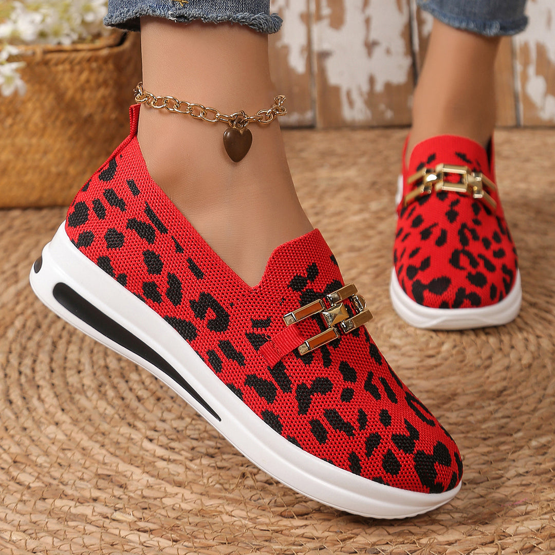 Damen Modische Slip-On Sneakers mit Animal-Print und komfortablem Fußbett EB