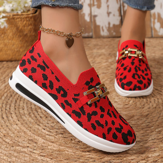 Damen Modische Slip-On Sneakers mit Animal-Print und komfortablem Fußbett EB