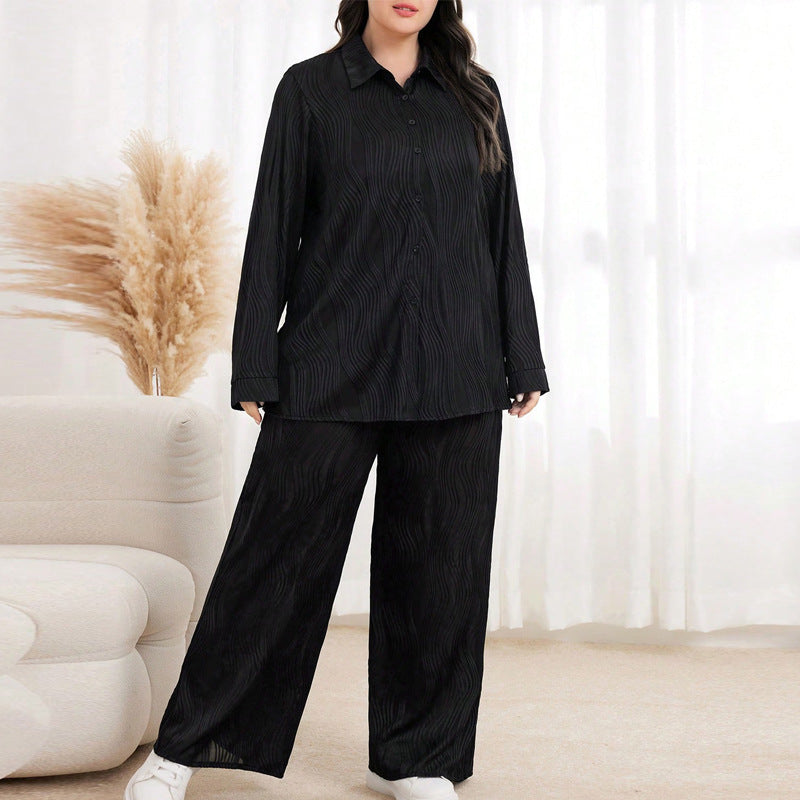 Damen Schlafanzug-Set mit elegantem Streifenmuster und lockerer Passform EB