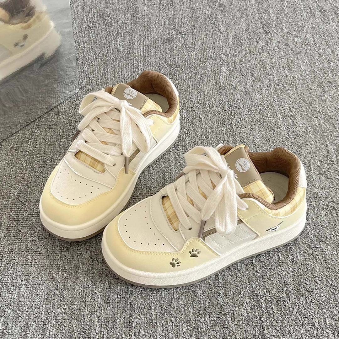Damen Sneakers im verspielten Karo-Look mit Tiermotiven und bequemer Dämpfung EB