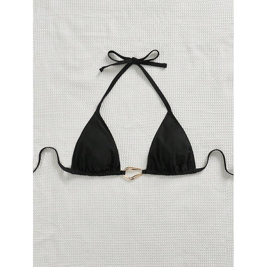 Damen Triangel-Bikini mit eleganter Schnürung und dekorativem Ring EB