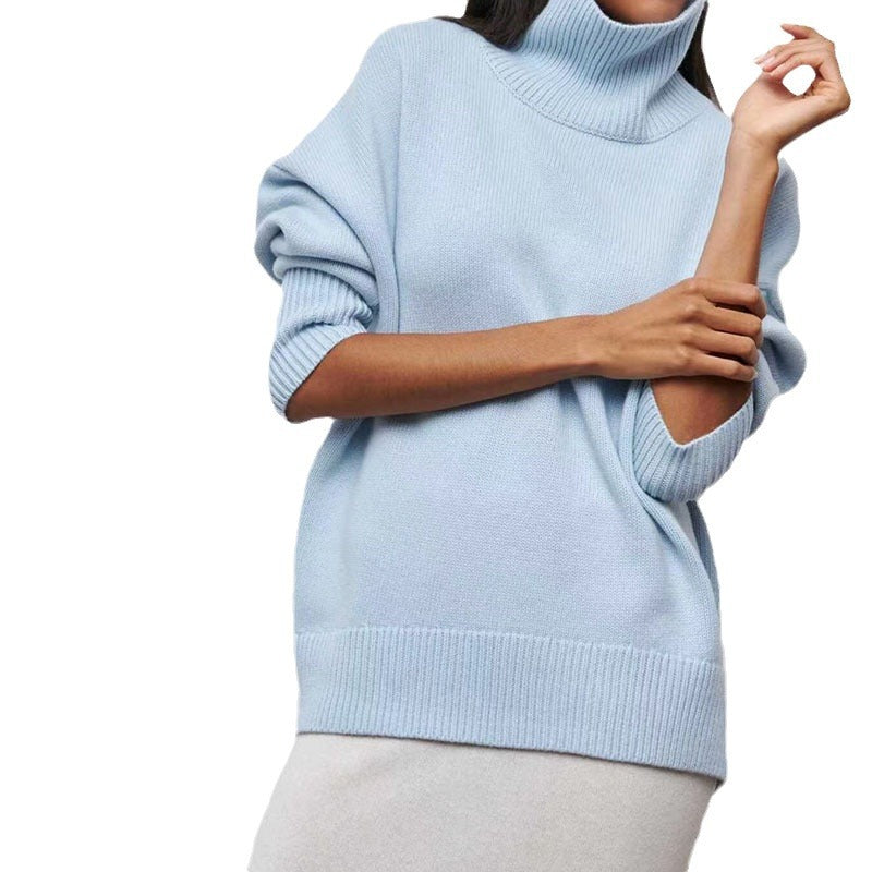 Damen gemütlicher Rollkragenpullover mit Oversized-Schnitt und strukturiertem Material EB