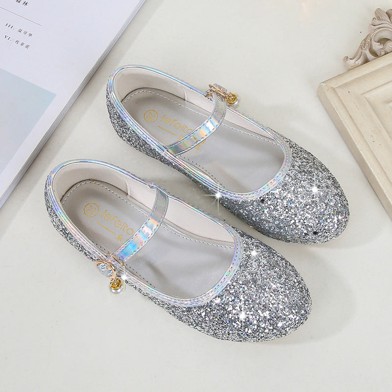 Mädchen Glitzernde Mary Jane Ballerinas mit Perlenapplikation EB