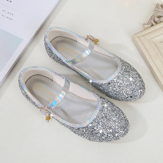 Mädchen Glitzernde Mary Jane Ballerinas mit Perlenapplikation EB