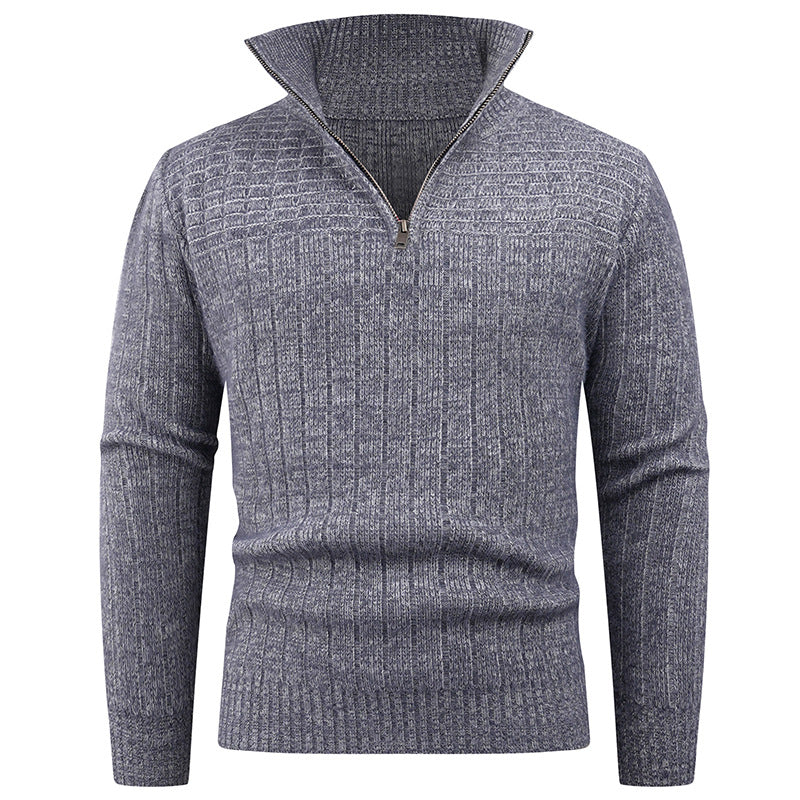 Herren Strickpullover mit modernem Reißverschluss und Rippenstruktur EB