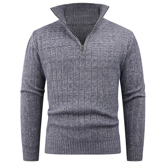 Herren Strickpullover mit modernem Reißverschluss und Rippenstruktur EB