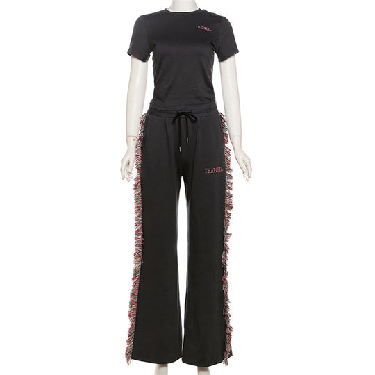 Damen Freizeitanzug mit fransigen Details EB