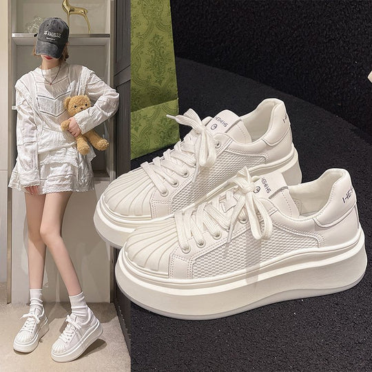 Damen modische Plateau-Sneaker mit atmungsaktivem Mesh-Obermaterial und komfortabler dämpfender Sohle EB