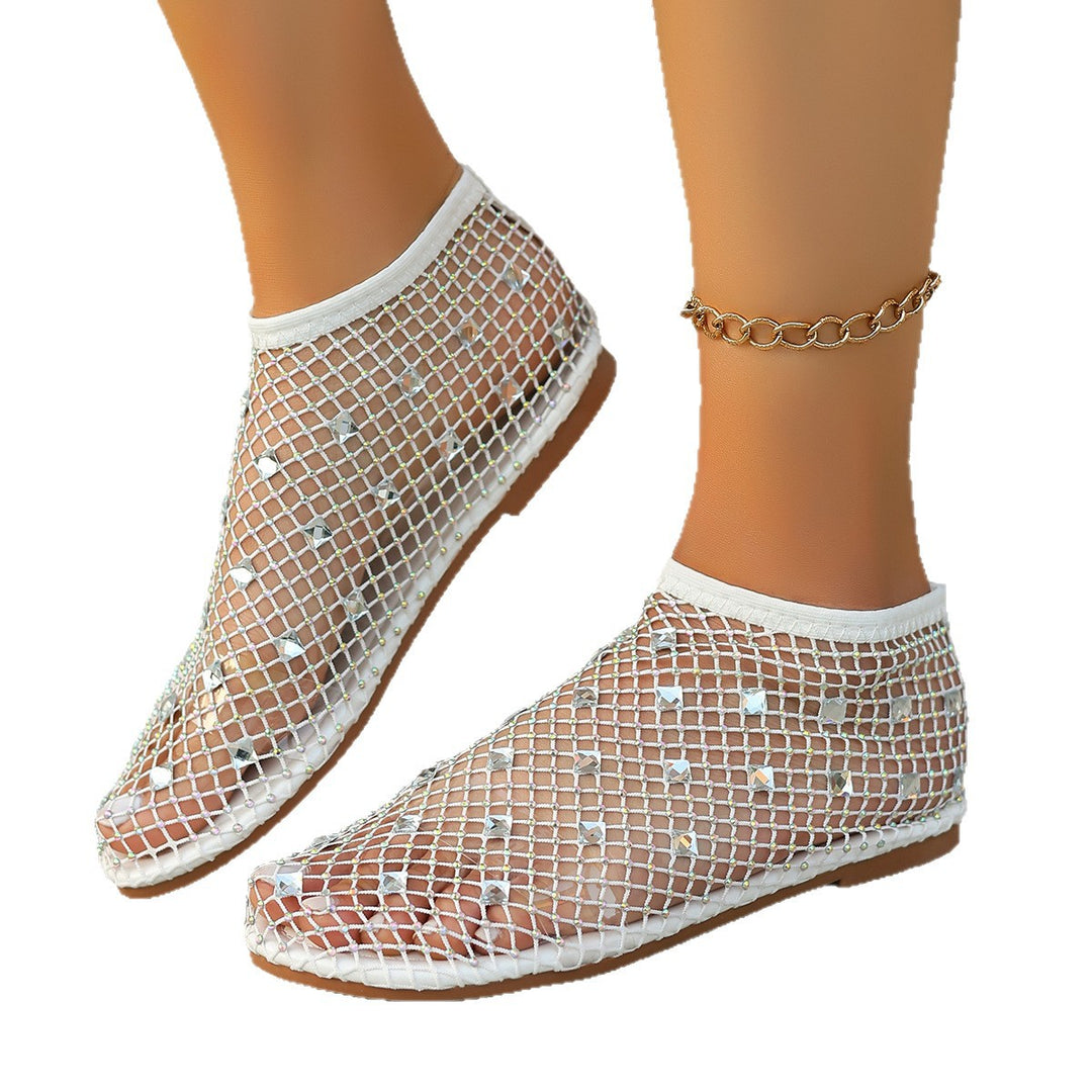 Damen Netzsandalen mit funkelnden Strassapplikationen EB