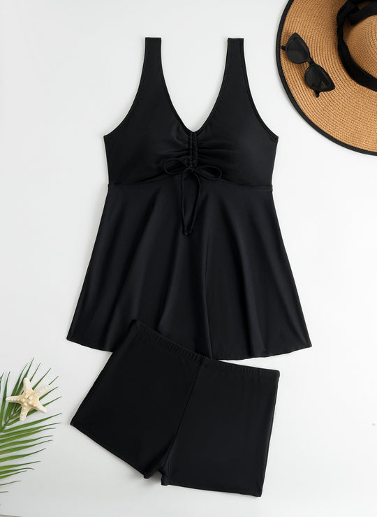 Damen Tankini-Set mit modischem Volant und grafischem Pfauenmuster EB