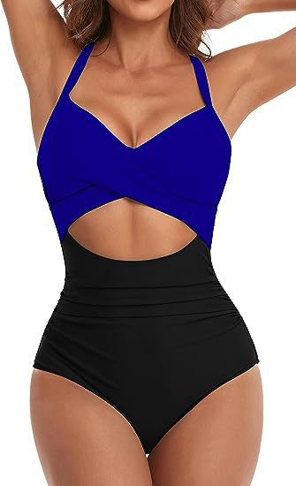 Damen Cut-Out Badeanzug mit Kreuzgurt EB