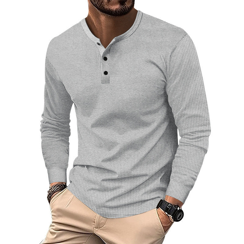 Herren Langarm-Henley-Shirt aus atmungsaktivem Strukturstoff EB