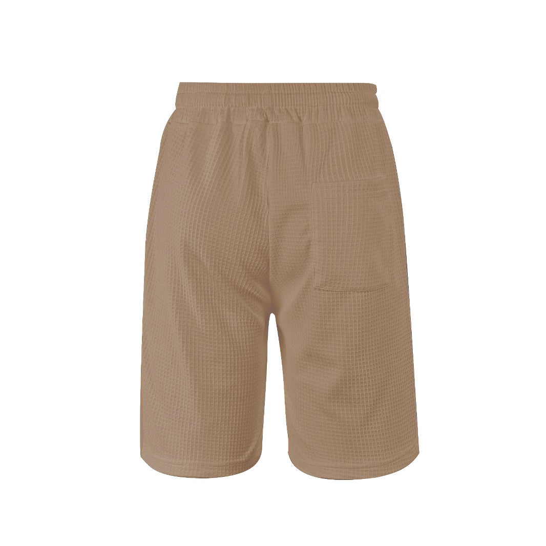 Herren nan atmungsaktive Waffel-Pyjama-Shorts mit elastischem Komfortbund, Tunnelzug und seitlichen Eingrifftaschen EB