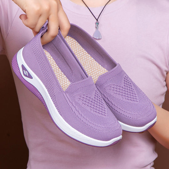 Damen Hochwertige Slip-On Freizeitschuhe mit atmungsaktiver Strickoberfläche EB