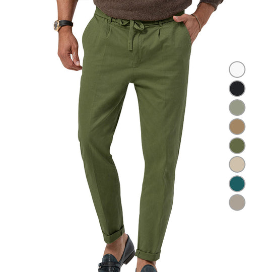 Herren entspannte Chinohose mit verstellbarem Kordelzug und seitlichen Taschen EB