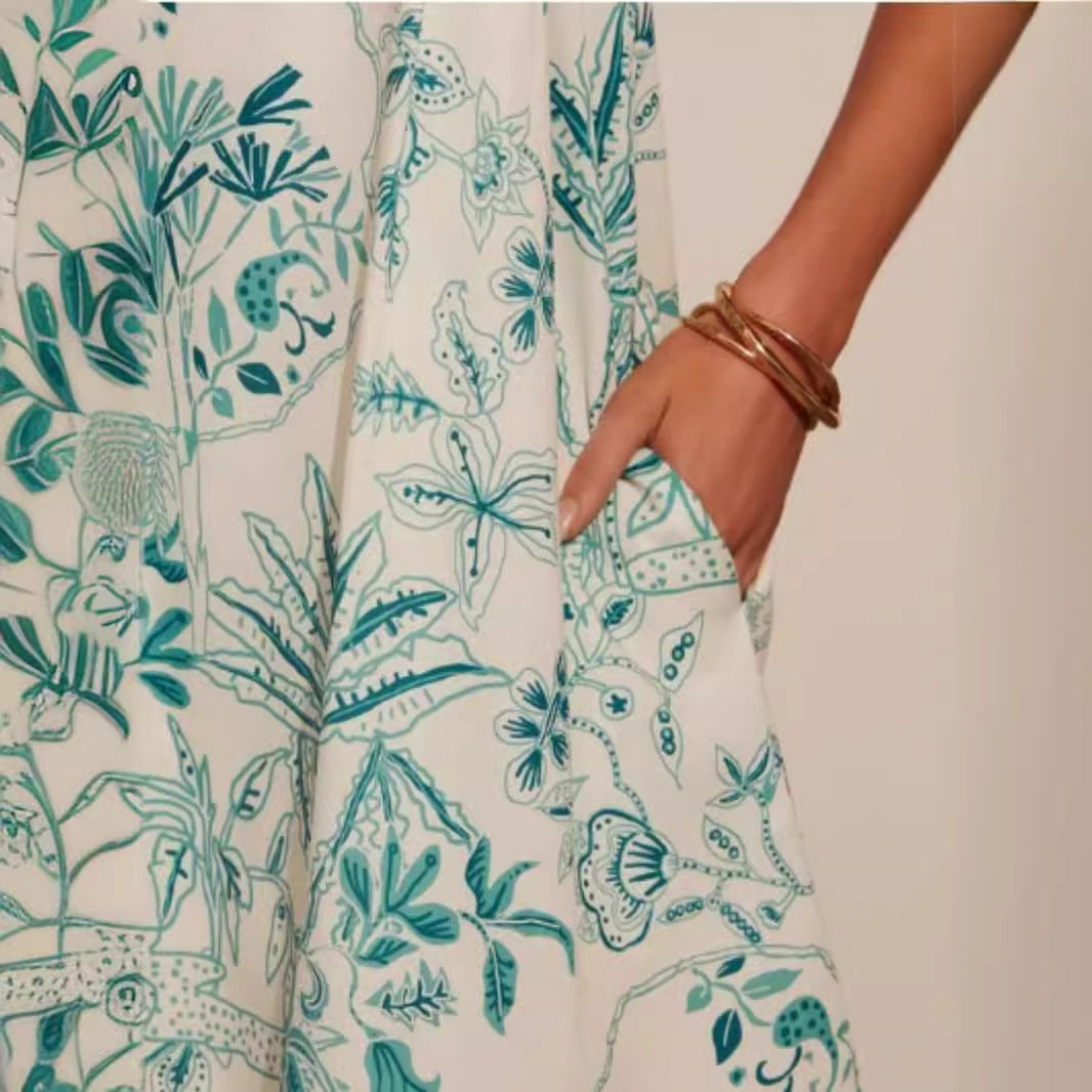 Damen Sommerkleid mit verführerischem floralem Design und praktischen Taschen EB