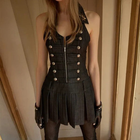 Damen Military-inspirierte Kleid EB
