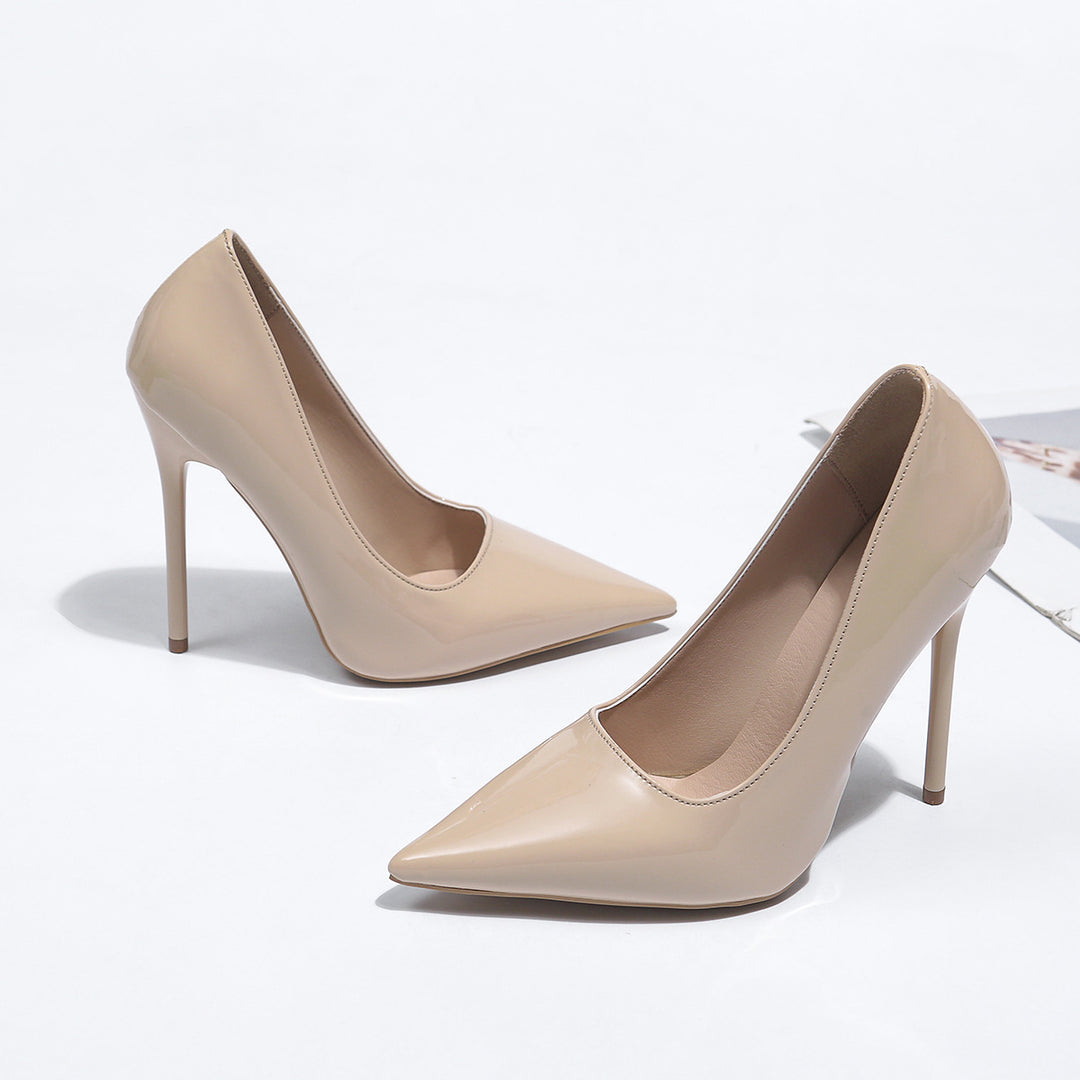 Damen spitze Lackpumps mit hochglänzendem Finish EB