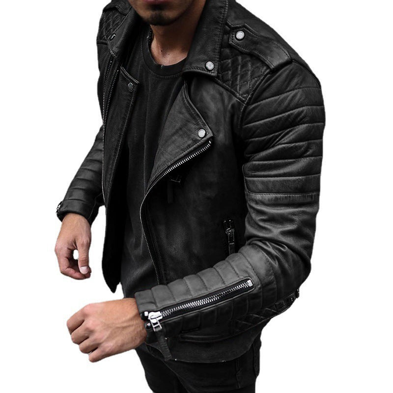 Herren Bikerjacke aus hochwertigem mit strukturiertem Design und praktischen Reißverschlüssen EB