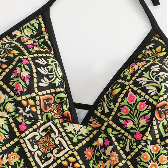 Damen Einteiliger Badeanzug mit modischem floralem Design EB