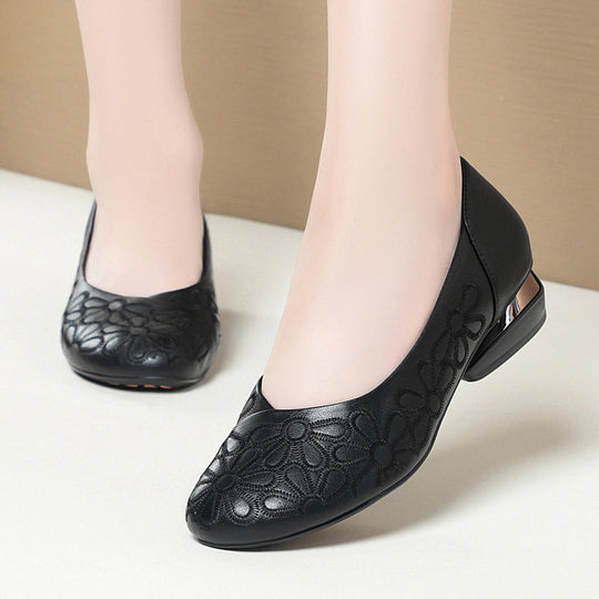 Damen Ballerinas mit floralem Design und elegantem Blockabsatz EB