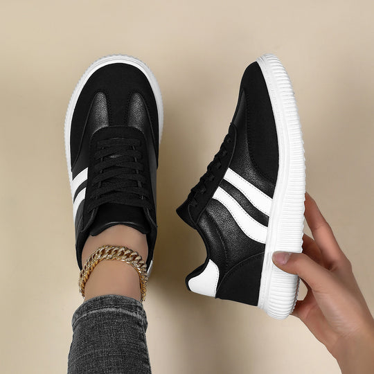 Damen Sportliche Sneakers mit kombiniertem Obermaterial und rutschfester Gummisohle EB