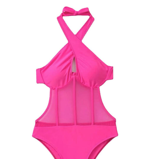 Damen Badeanzug mit transparenten Einsätzen EB