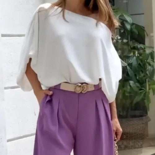 Damen Elegantes Cropped Top aus Jersey mit verziertem Ausschnitt EB