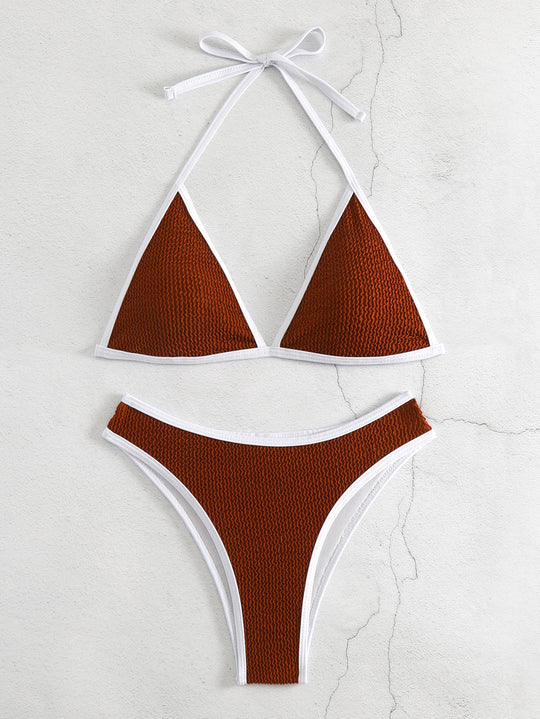 Damen Triangel-Bikini-Set mit kontrastierenden Borten EB
