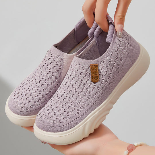 Damen Bequeme Slip-On Freizeitschuhe mit elastischem Obermaterial und rutschfester Sohle EB