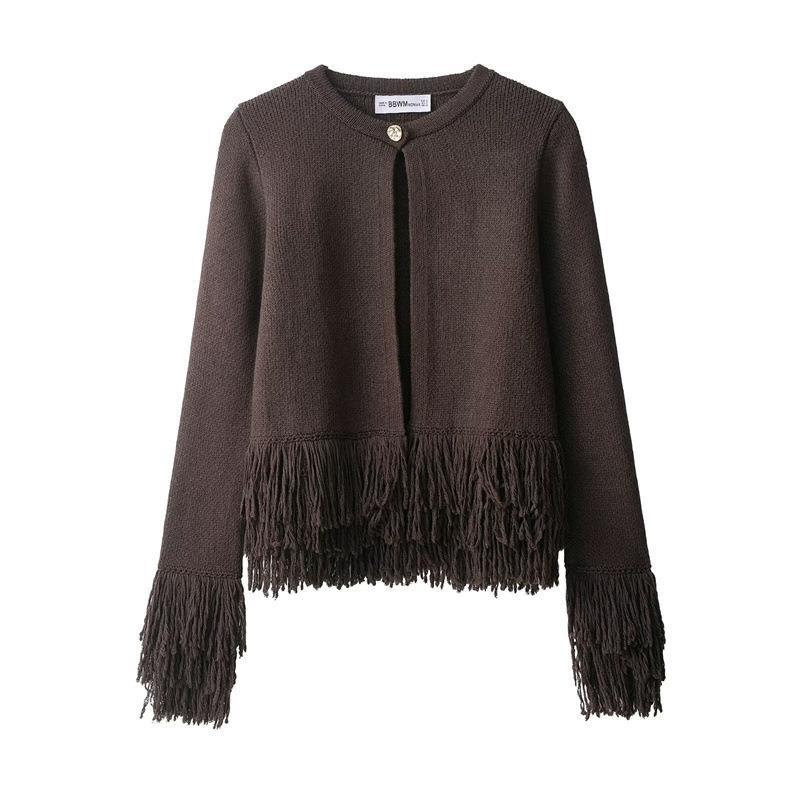 Damen Fransen Strickjacke mit exklusive Verarbeitung EB