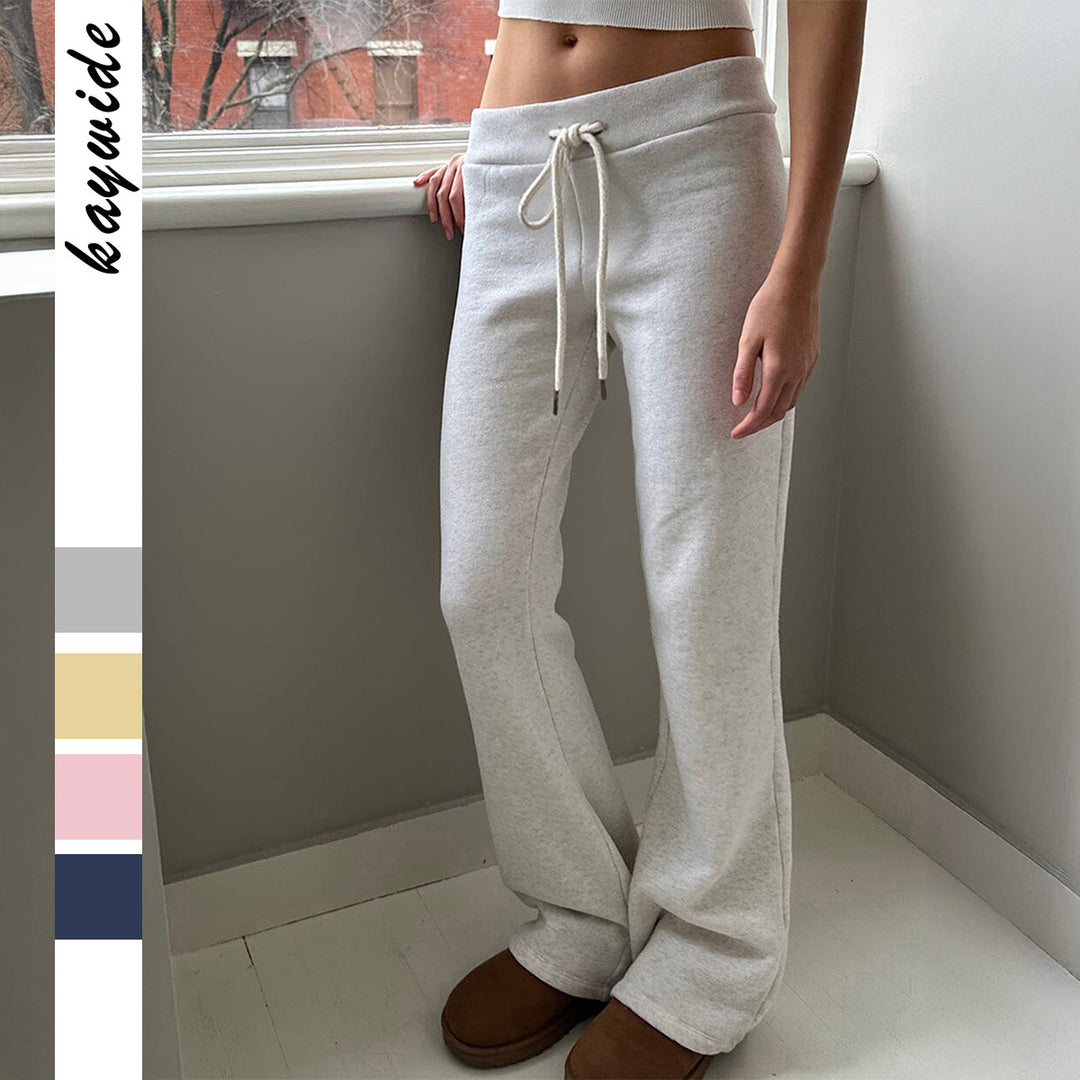 Damen nan Hochbund Loungehose mit Kordelzug, ausgestelltem Bein und weichem Sweatmaterial EB