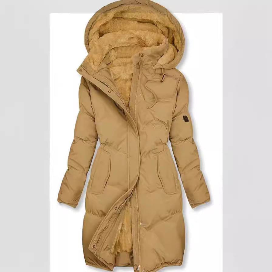 Damen gefütterter Winterparka mit abnehmbarer Kapuze und weichem Innenfutter EB