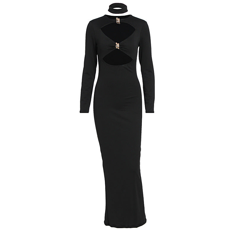 Damen Elegantes Maxikleid mit hochgeschlossenem Dekolleté und raffinierten Cut-Outs EB