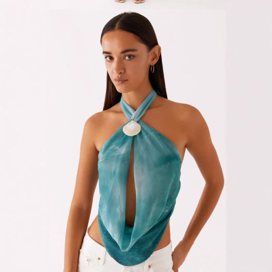 Damen Halstopp im angesagten Wickel-Design mit hochwertigem Details EB