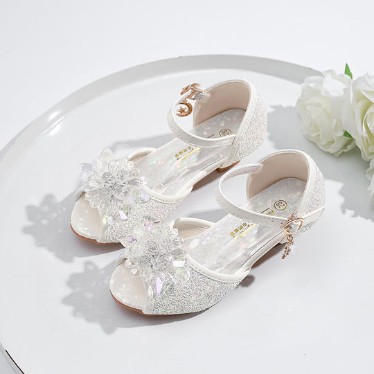 Mädchen Glitzernde Festtagschuhe mit Blumenapplikation EB
