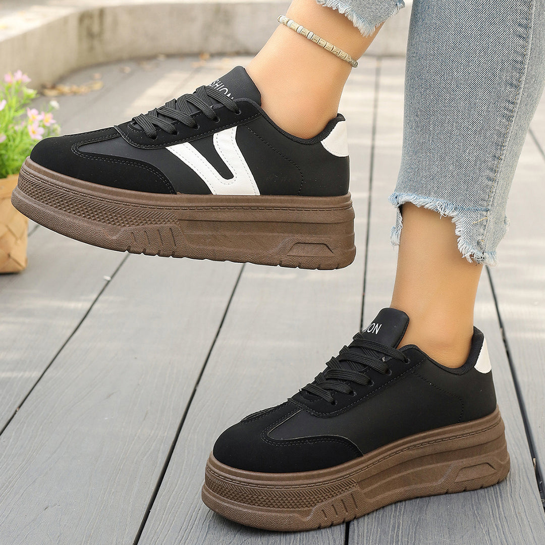 Damen modische Plateau-Sneaker mit rutschfester Sohle und komfortablem Innenfutter EB