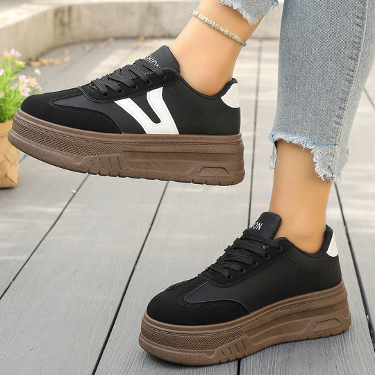 Damen modische Plateau-Sneaker mit rutschfester Sohle und komfortablem Innenfutter EB