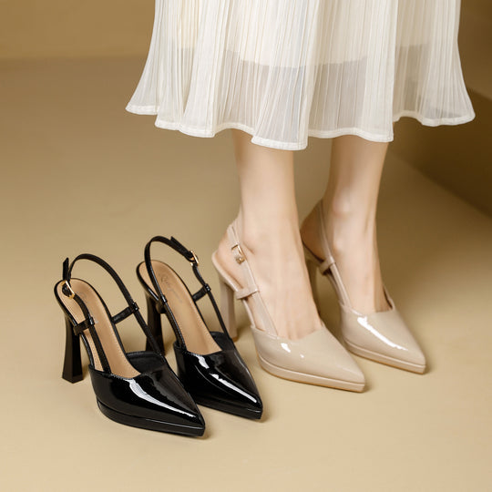 Damen Slingback-Pumps mit glanzvollem Design und elegantem Absatz EB