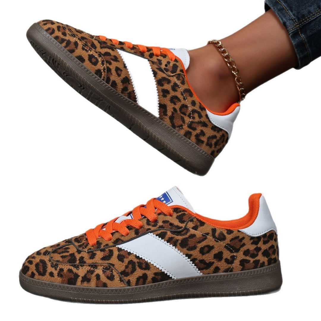 Damen nan Leopardenmuster Wildlederoptik Sneaker mit ergonomischer Polstersohle und rutschfester Gummisohle EB