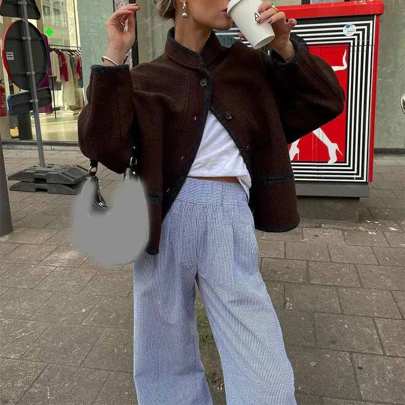 Damen modische oversized Wolljacke EB
