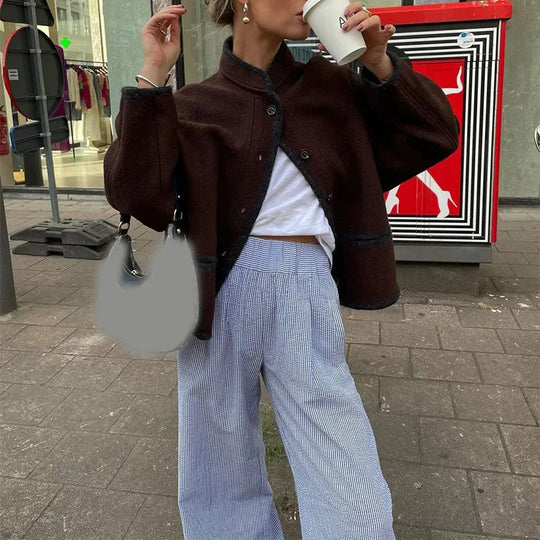 Damen modische oversized Wolljacke EB