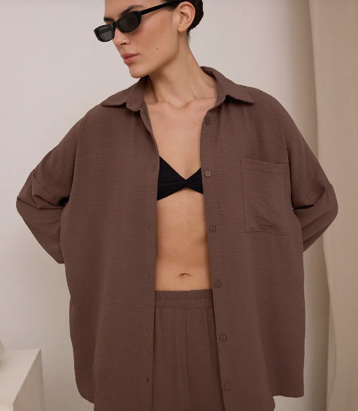 Damen Lässige Hemdbluse aus leichtem Material EB