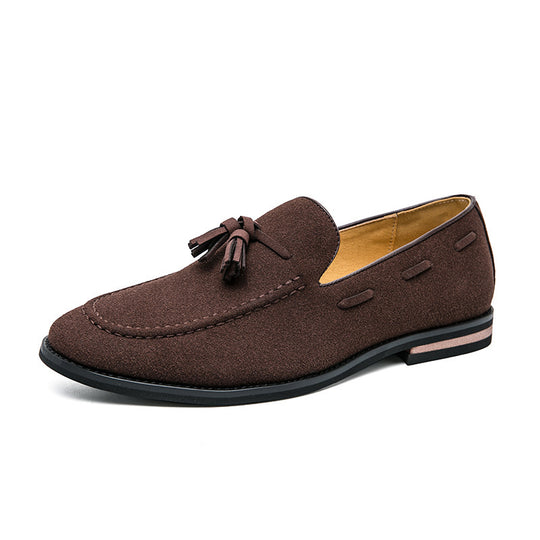 Herren Quasten-Slipper aus Veloursleder mit handgenähter Moccasinnaht und gepolstertem Lederfußbett EB