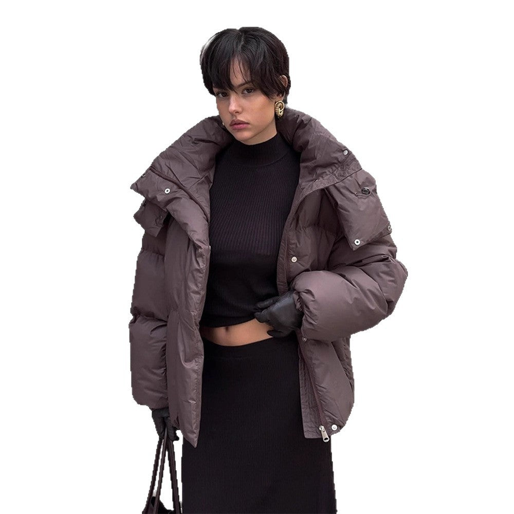 Damen Oversized Daunenjacke mit modischem Stehkragen EB